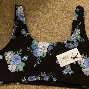 NBW NET WEWOREWHAT sports bra Sz medium black floral